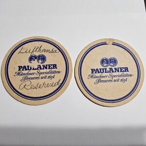 Paulaner Lufthansa Beer Coasters Set of 2 German Münchener Brauerei Vintage‎